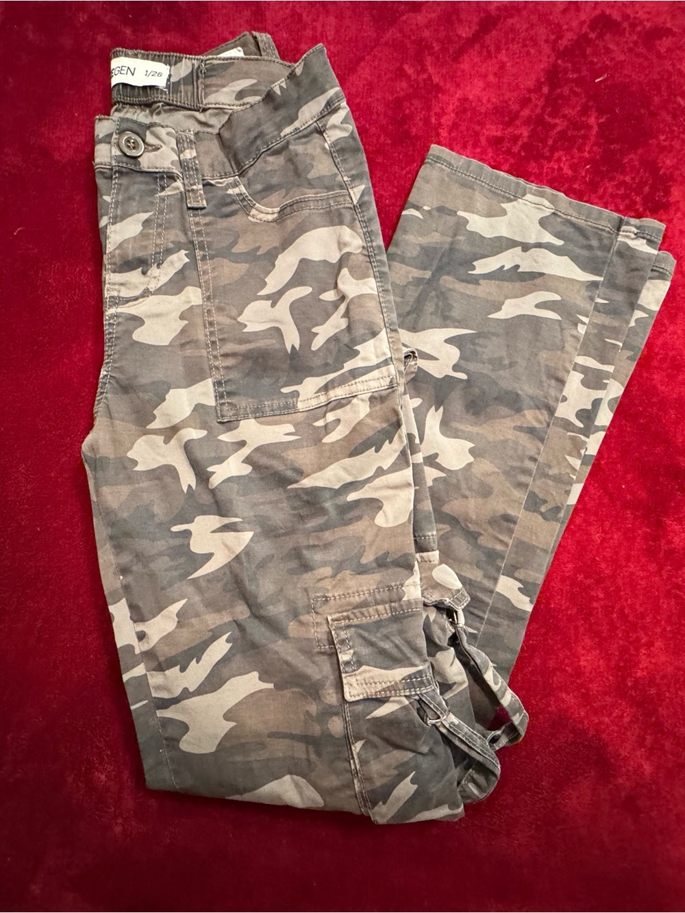 Women's Camouflage Boot Cut Cargo Pants - Green Camo